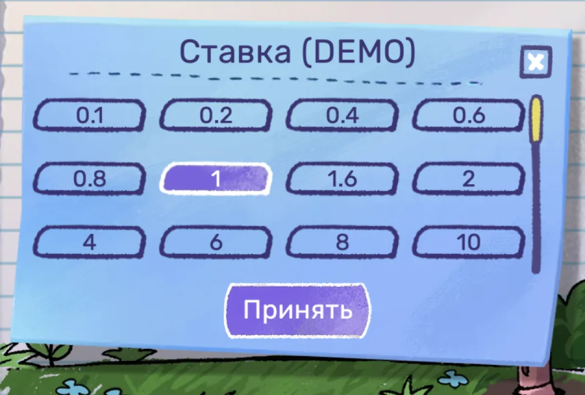 Doodle Crash bet selection screen showing bonus-eligible gameplay